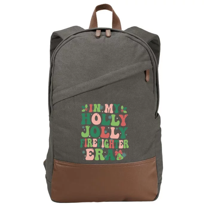 In My Firefighter Era Christmas Party Season Pjm Occupation Gift Cotton Canvas Backpack