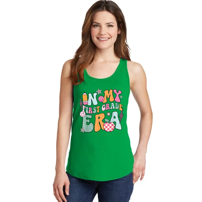 In My First Grade Era Back To School Retro Groovy 1st Grade Ladies Essential Tank