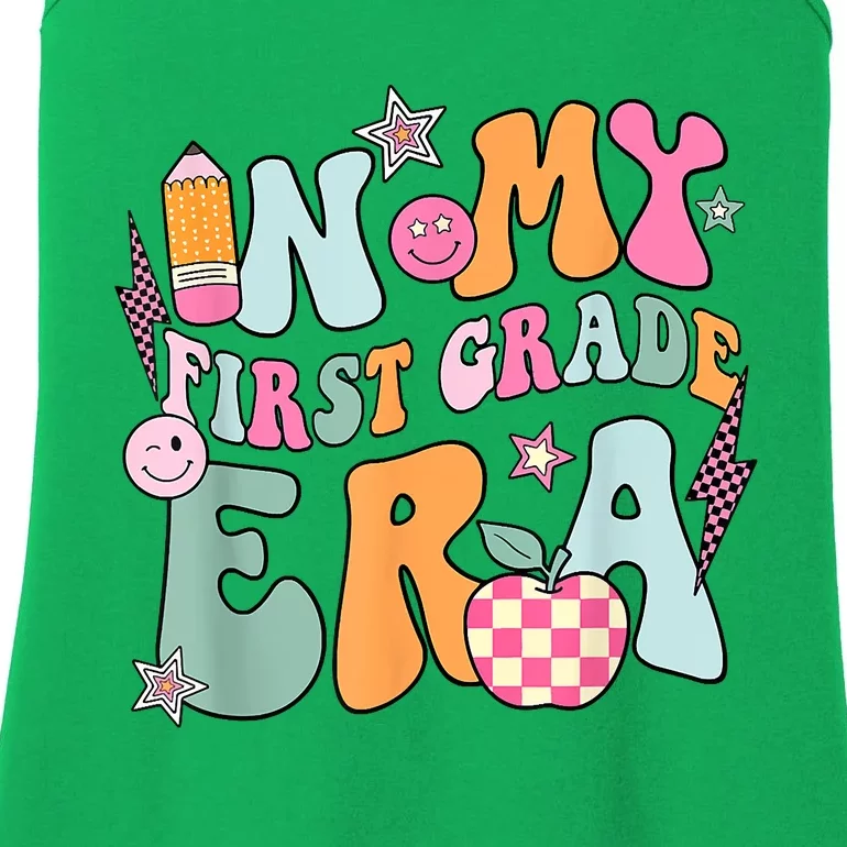 In My First Grade Era Back To School Retro Groovy 1st Grade Ladies Essential Tank