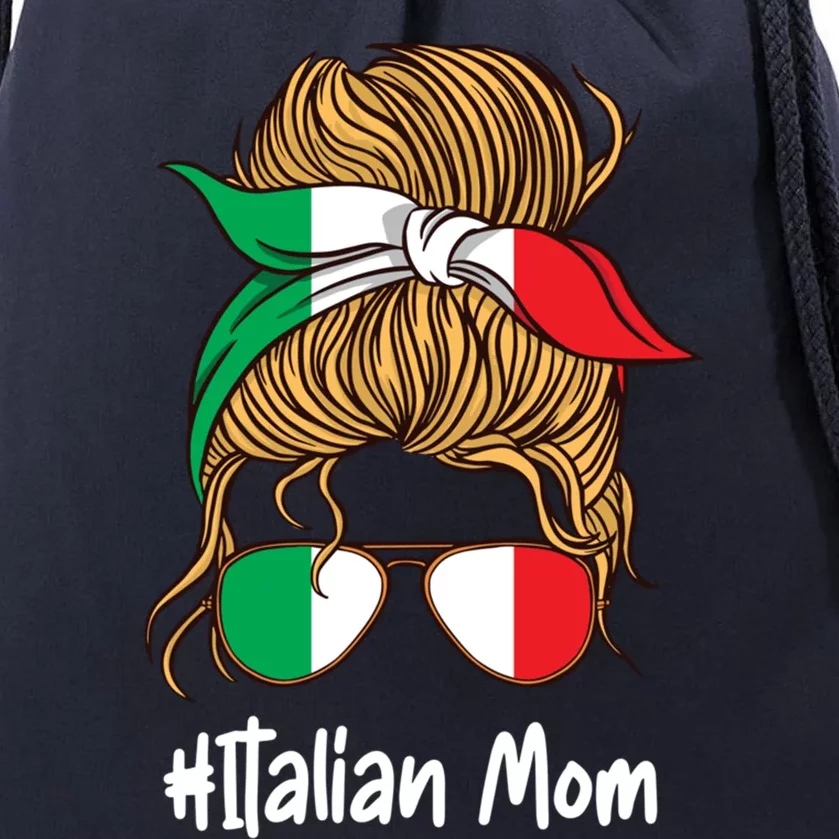 Italian Mom Flag International Retro Mothers Day Meaningful Gift Drawstring Bag