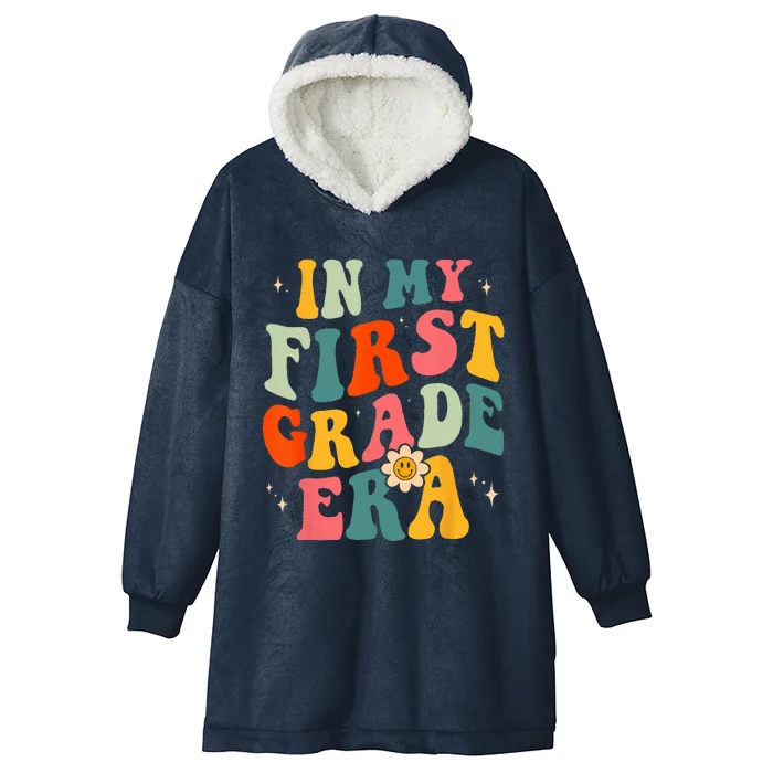 In My First Grade Era 1st Grade Teacher Groovy Retro Hooded Wearable Blanket