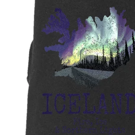 Iceland Map Fire Ice Northern Light Icelandic Souvenir Doggie 3-End Fleece Hoodie