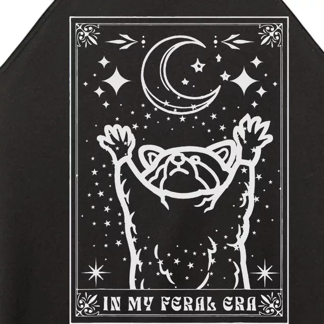 In My Feral Era Raccoon With Moon Trash Panda Women’s Perfect Tri Rocker Tank