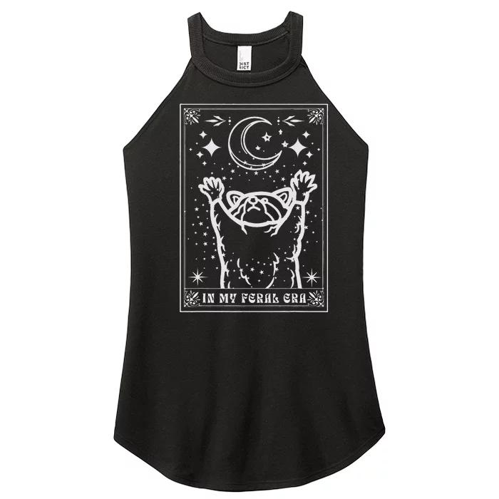 In My Feral Era Raccoon With Moon Trash Panda Women’s Perfect Tri Rocker Tank