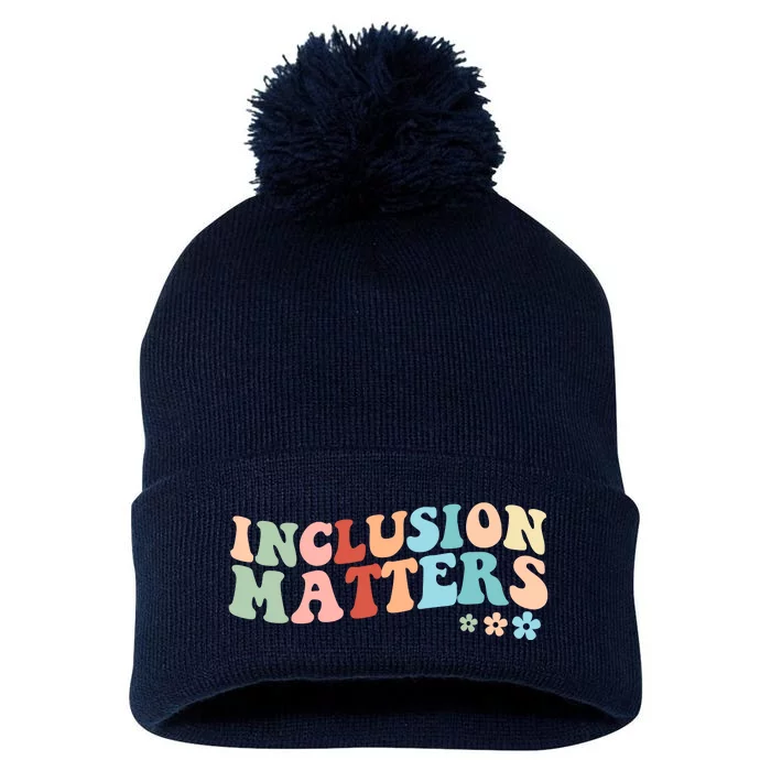 Inclusion Matters Floral Love Acceptance Pom Pom 12in Knit Beanie