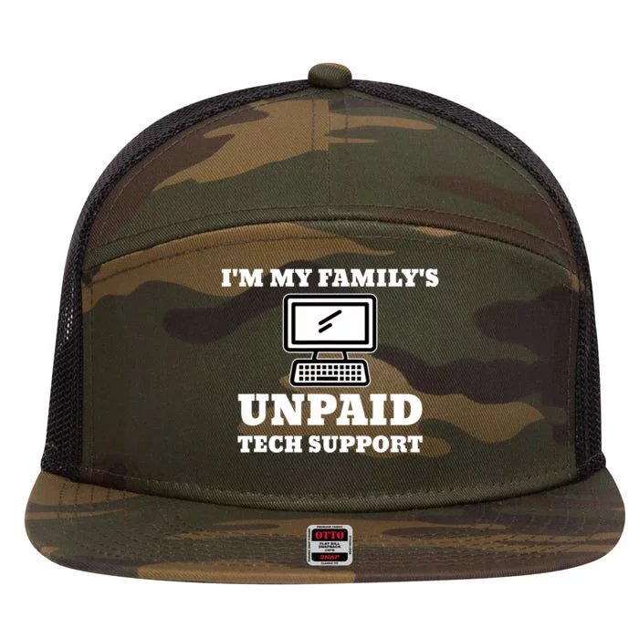 IM My FamilyS Unpaid Tech Support Funny Computer 7 Panel Mesh Trucker Snapback Hat