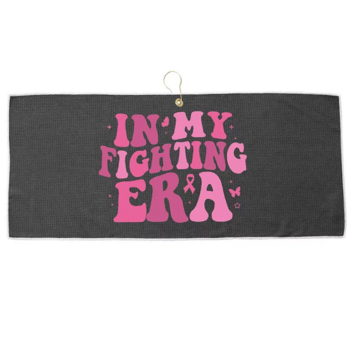 In My Fighting Era Breast Cancer Awareness Support Squad Large Microfiber Waffle Golf Towel