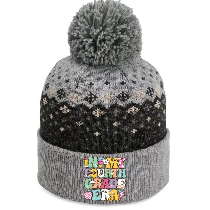 In My Fourth Grade Era Back To School Retro Groovy 4th Grade The Baniff Cuffed Pom Beanie