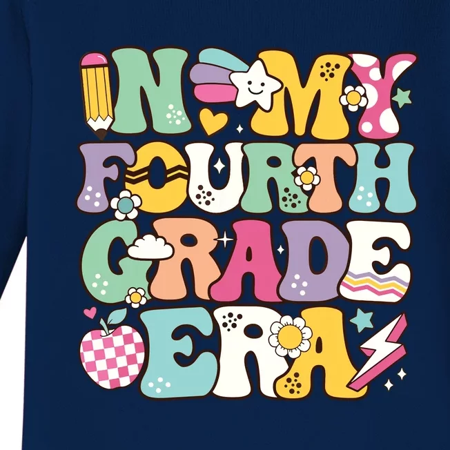 In My Fourth Grade Era Back To School Retro Groovy 4th Grade Baby Long Sleeve Bodysuit