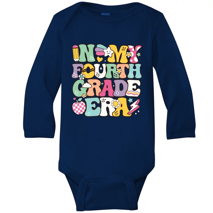 In My Fourth Grade Era Back To School Retro Groovy 4th Grade Baby Long Sleeve Bodysuit