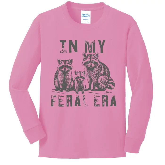 In My Feral Era Racoons Meme Kids Long Sleeve Shirt