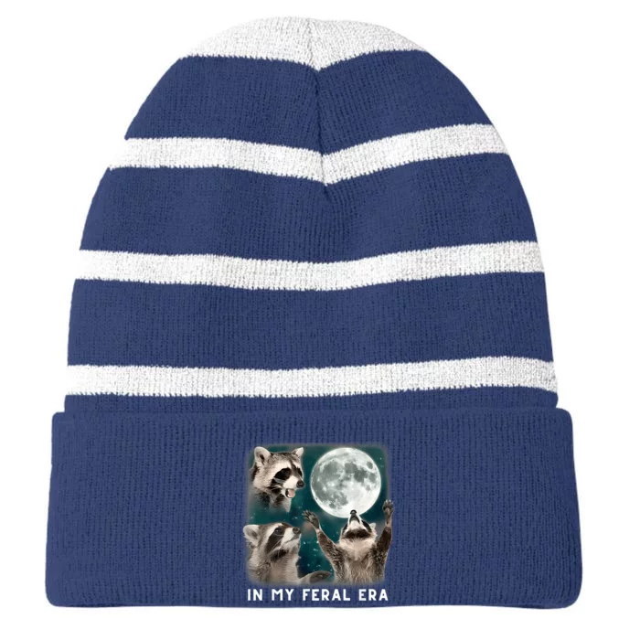 In My Feral Era Raccoon Striped Beanie with Solid Band