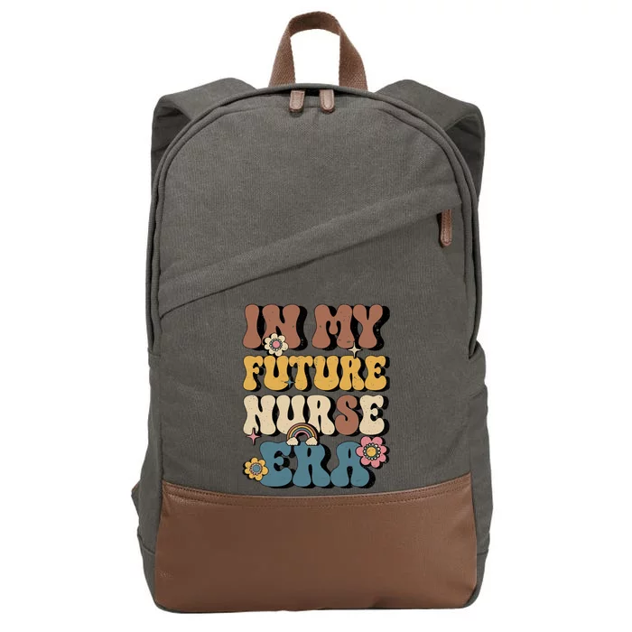 In My Future Nurse Era Groovy Nursing School Student Nurse Cotton Canvas Backpack