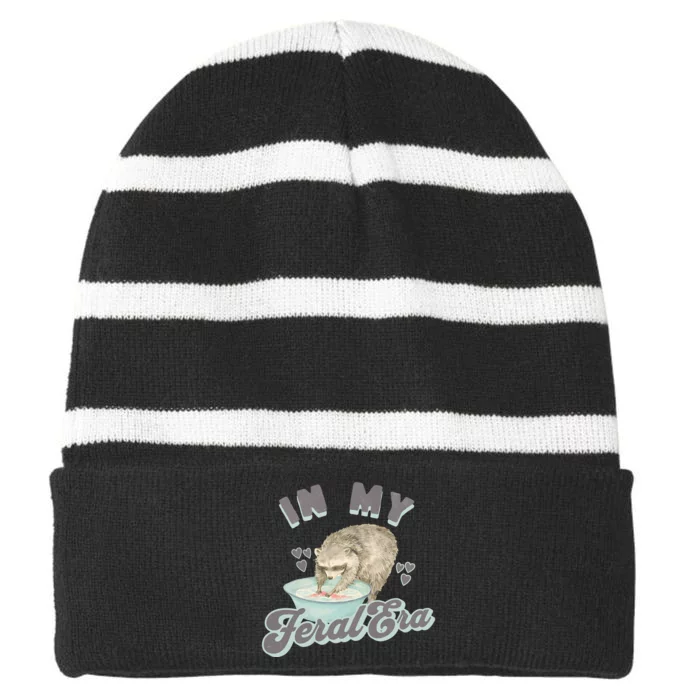 In My Feral Era Raccoon Striped Beanie with Solid Band