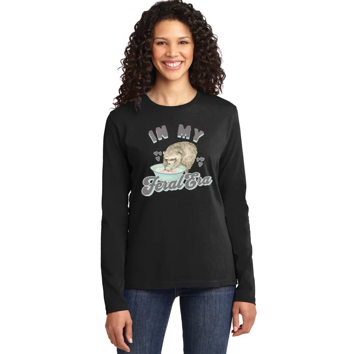 In My Feral Era Raccoon Ladies Long Sleeve Shirt