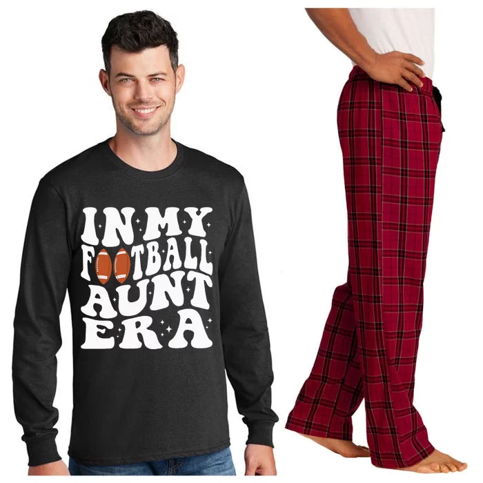 In My Football Aunt Era Groovy Football Auntie Christmas Long Sleeve Pajama Set