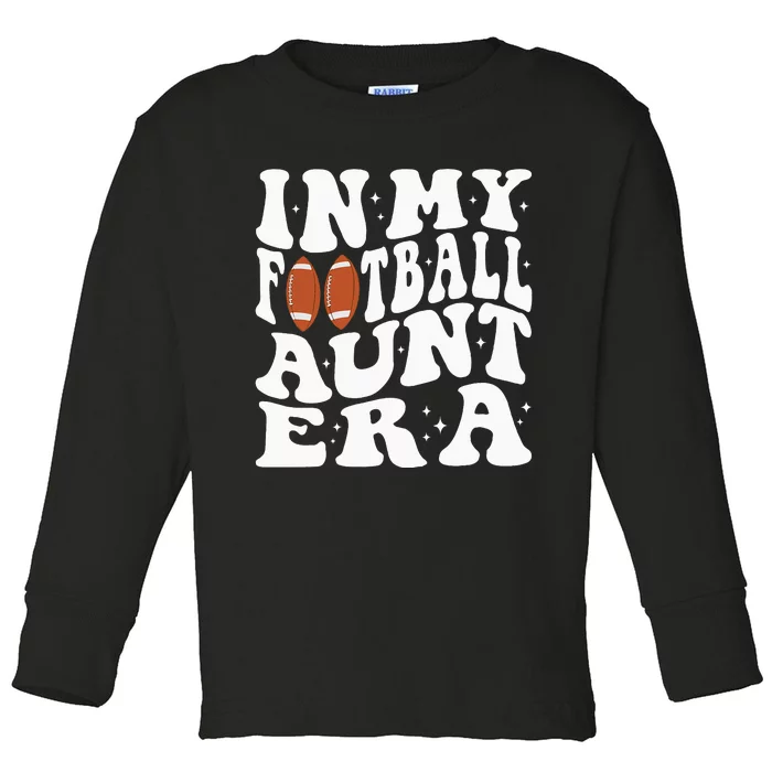 In My Football Aunt Era Groovy Football Auntie Christmas Toddler Long Sleeve Shirt