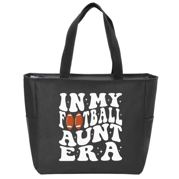 In My Football Aunt Era Groovy Football Auntie Christmas Zip Tote Bag