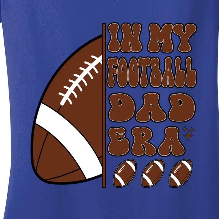 In My Football Dad Era Retro Football Lover FatherS Day Cute Gift Women's V-Neck T-Shirt