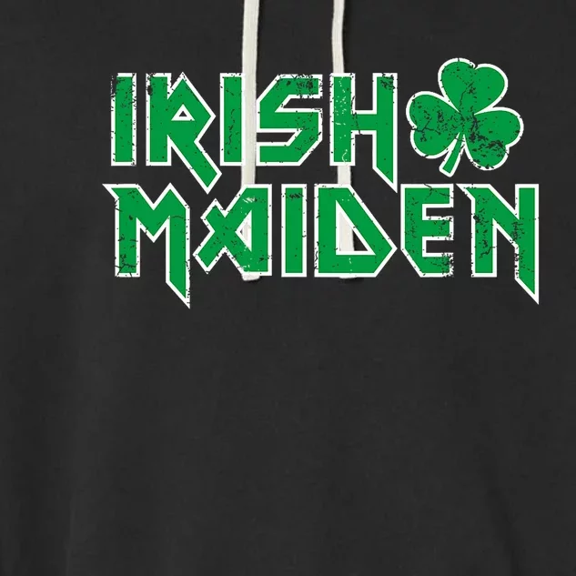 Irish Maiden Funny Heavy Rocker Paddy Maeve Beer Maid Craic Garment-Dyed Fleece Hoodie