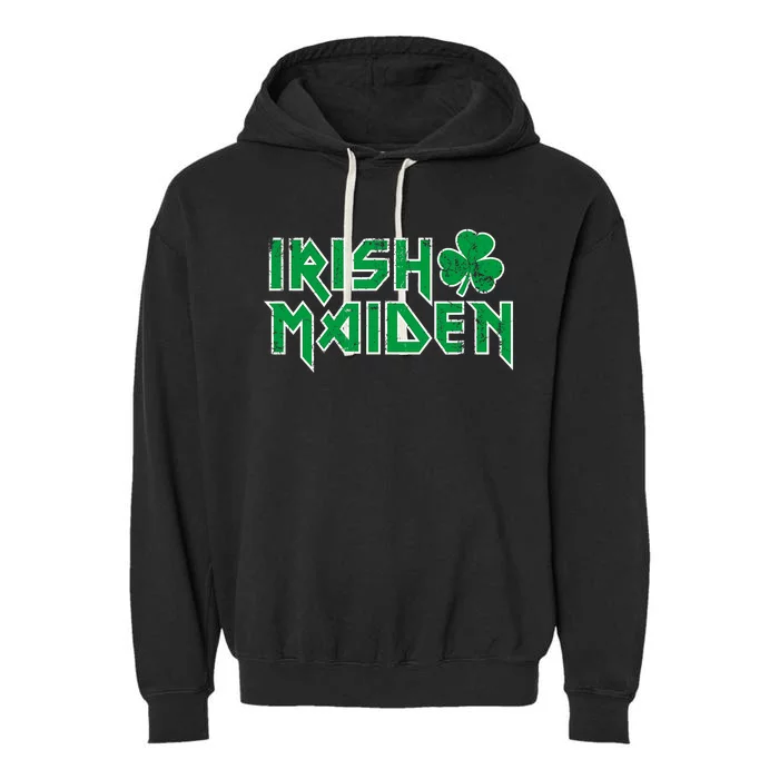 Irish Maiden Funny Heavy Rocker Paddy Maeve Beer Maid Craic Garment-Dyed Fleece Hoodie