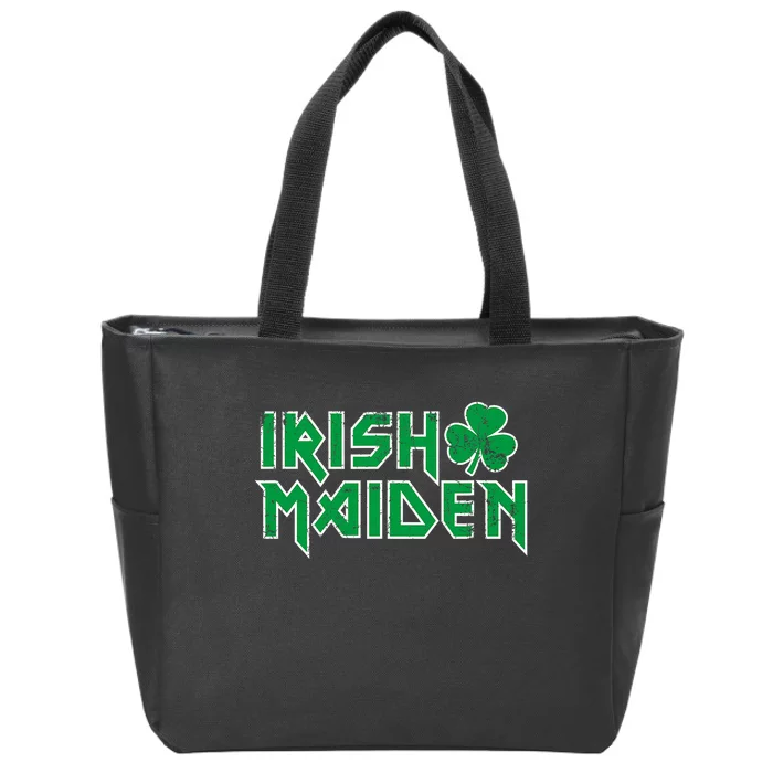 Irish Maiden Funny Heavy Rocker Paddy Maeve Beer Maid Craic Zip Tote Bag