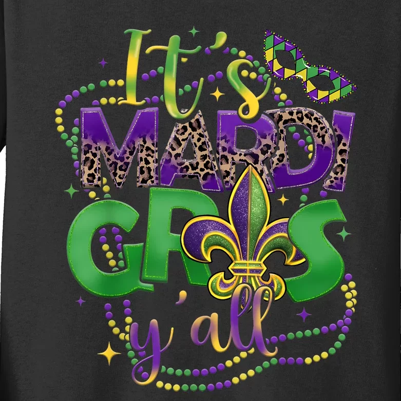 Its Mardi Gras Yall Mardi Gras Kids Long Sleeve Shirt