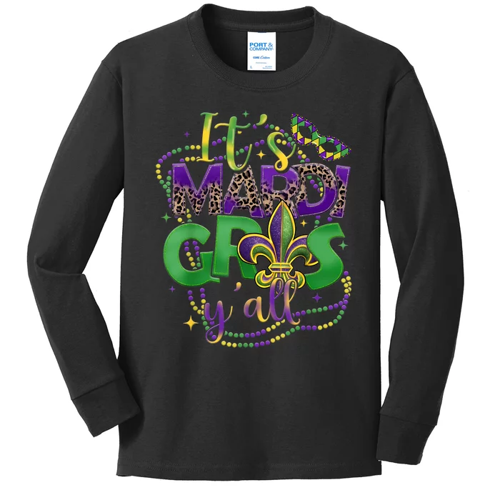 Its Mardi Gras Yall Mardi Gras Kids Long Sleeve Shirt