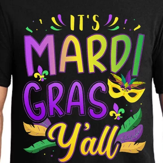 ItS Mardi Gras YAll With Mask And Fleur De Lis Pajama Set