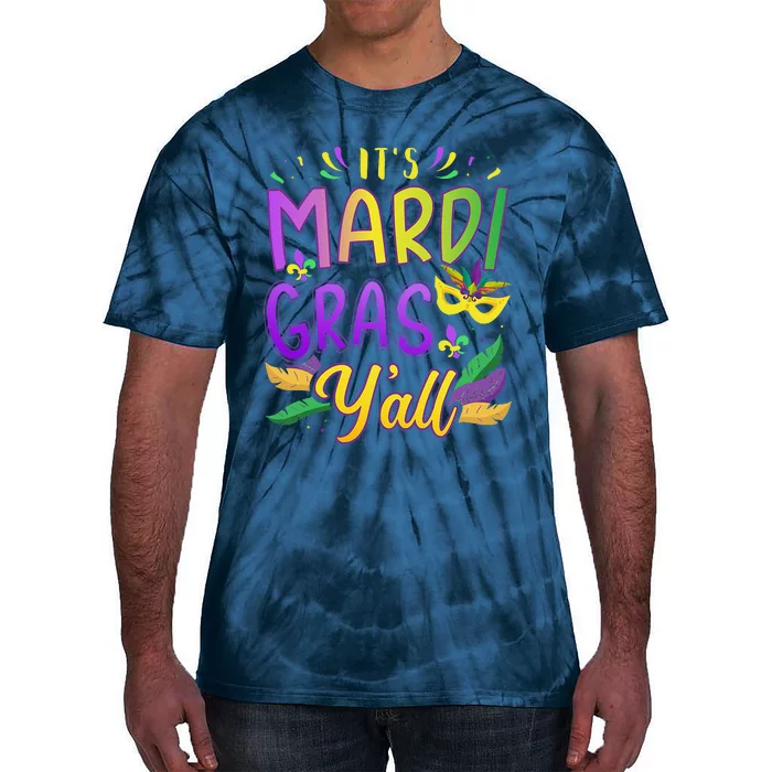 ItS Mardi Gras YAll With Mask And Fleur De Lis Tie-Dye T-Shirt