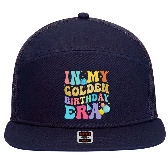 In My Golden Birthday Era Women Retro Groovy Birthday 7 Panel Mesh Trucker Snapback Hat