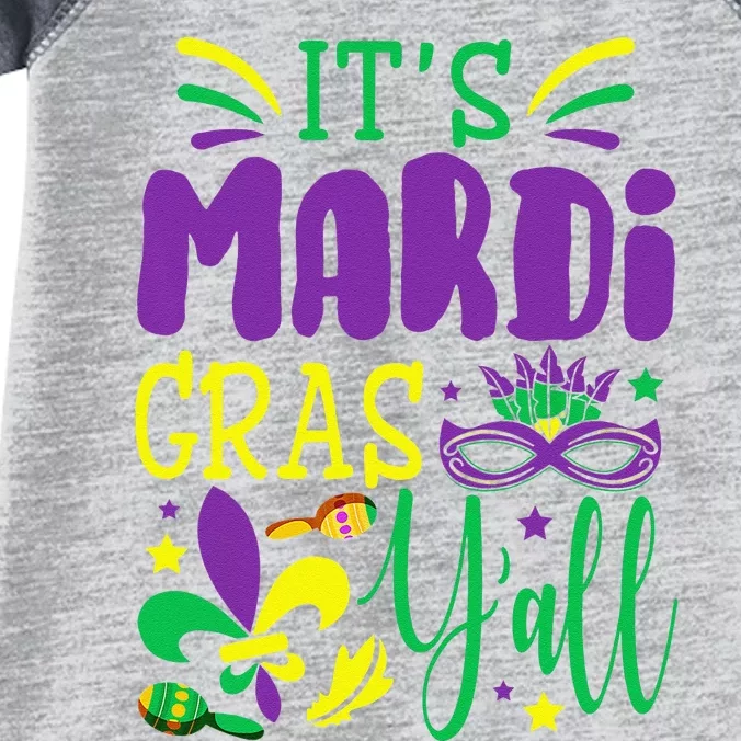 Its Mardi Gras Yall T Mardi Gras Party Mask Costume Infant Baby Jersey Bodysuit