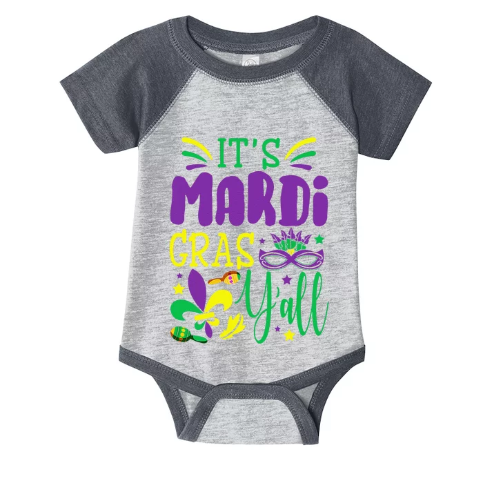 Its Mardi Gras Yall T Mardi Gras Party Mask Costume Infant Baby Jersey Bodysuit