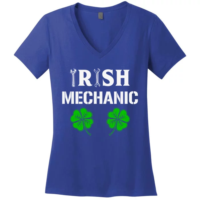 Irish Mechanic Gift Machinist Gift St Patrick’s Day Gift Women's V-Neck T-Shirt