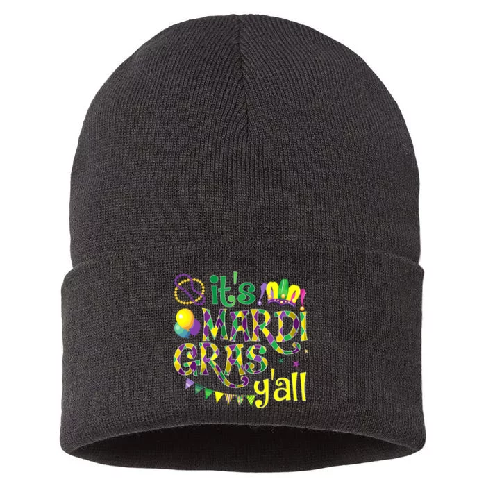 ItS Mardi Gras YAll Mardi Gras Costume Sustainable Knit Beanie