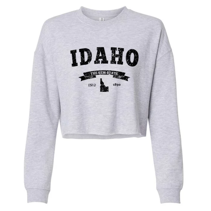 Idaho Meaningful Gift Vintage Idaho Great Gift Retro Id Cropped Pullover Crew