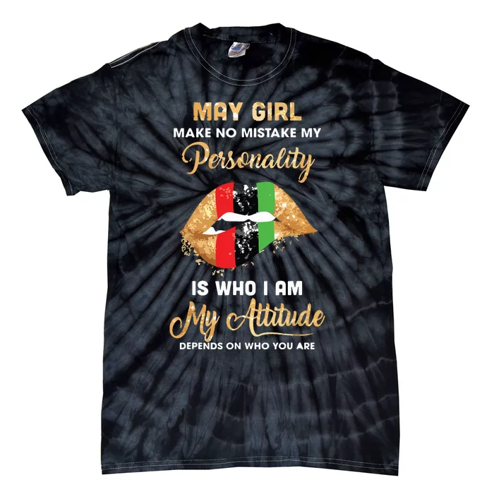 Im May Girl Sexy Lip Black Women Gemini Birthday Gift Tie-Dye T-Shirt