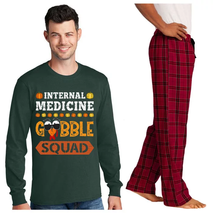 Internal Medicine Gobble Squad Turkey Thanksgiving Internist Long Sleeve Pajama Set