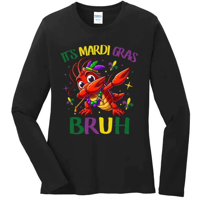 ItS Mardi Gras Bruh Dabbing Crawfish Carnival Ladies Long Sleeve Shirt