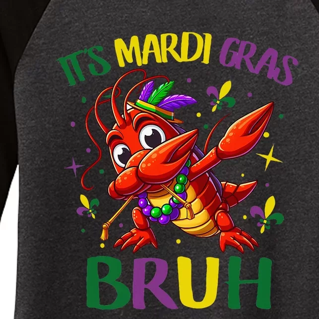 ItS Mardi Gras Bruh Dabbing Crawfish Carnival Women's Tri-Blend 3/4-Sleeve Raglan Shirt