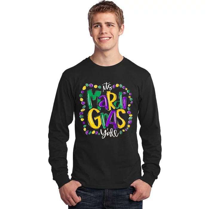 Its Mardi Gras Yall Mardi Gras Party Mask Costume Tall Long Sleeve T-Shirt