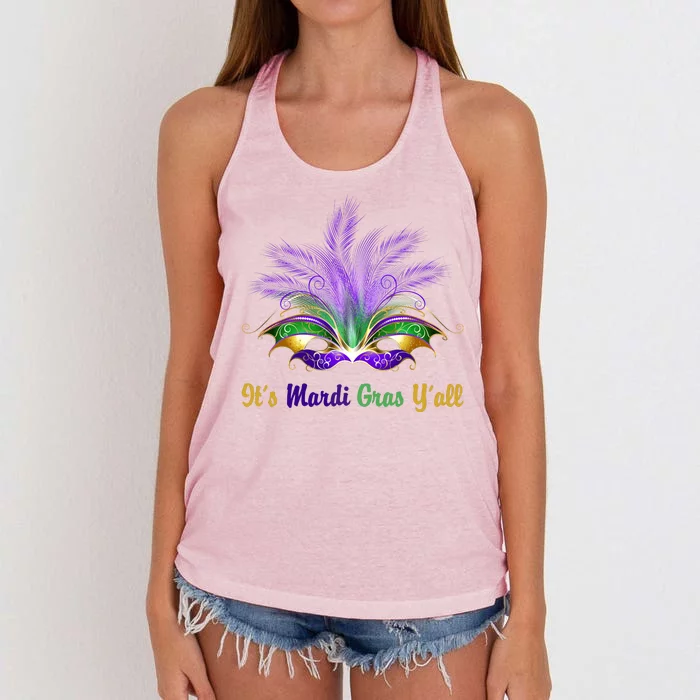 It's Mardi Gras Y'all Festive Party Women's Knotted Racerback Tank