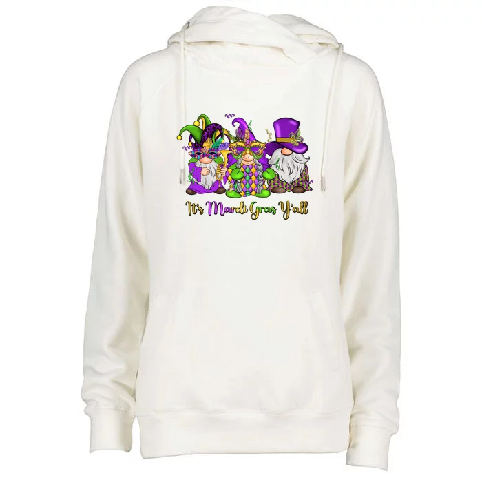 It's Mardi Gras Y'all Gnome Fat Tuesday Gift Fleur De Lis Womens Funnel Neck Pullover Hood