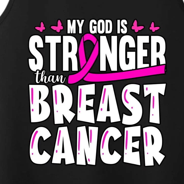 Inspirational My God Is Stronger Than Breast Cancer Fighter Meaningful Gift Performance Tank