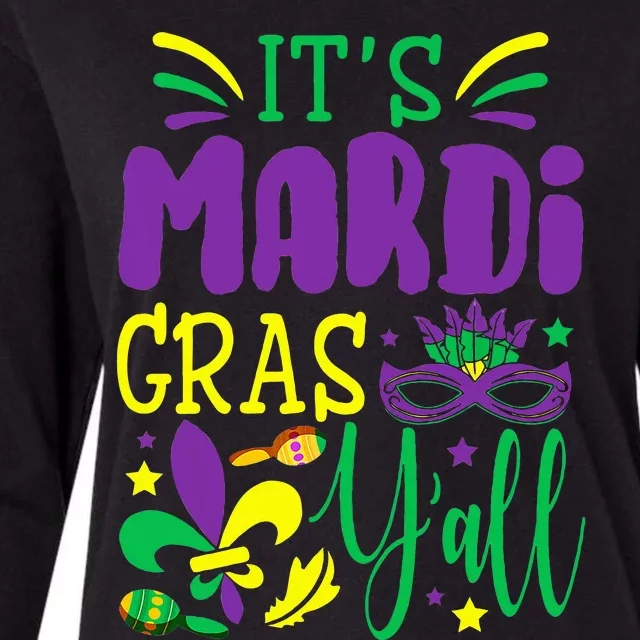 Its Mardi Gras Yall Mardi Gras Party Mask Costume Womens Cotton Relaxed Long Sleeve T-Shirt