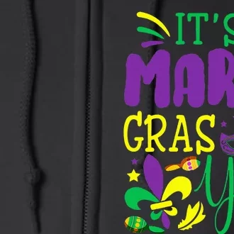 Its Mardi Gras Yall Mardi Gras Party Mask Costume Full Zip Hoodie