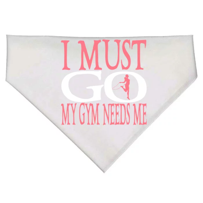 I Must Go My Gym Needs Me Fitness Bodybuilding Cute Gift USA-Made Doggie Bandana