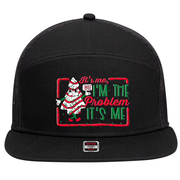 It's Me Hi I'm The Problem It's Me Christmas Tree Cake 7 Panel Mesh Trucker Snapback Hat