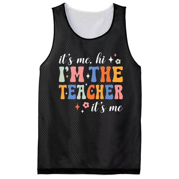 It's Me Hi I'm The Teacher It's Me Groovy Teacher Funny Mesh Reversible Basketball Jersey Tank