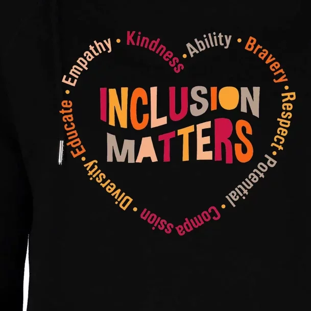 Inclusion Matters Heart Autism Awareness Special Education Womens Funnel Neck Pullover Hood